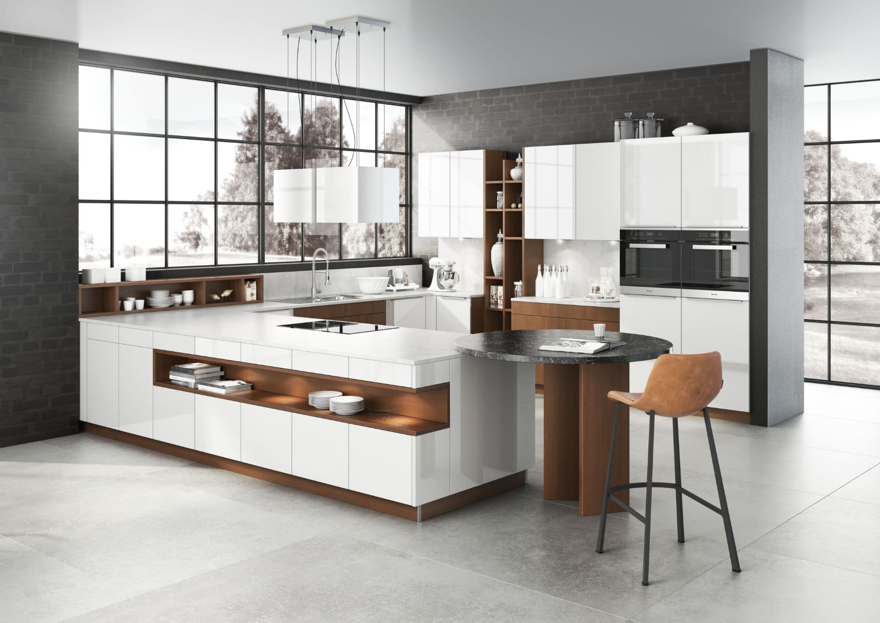 Bauformat High Gloss White U Shaped Handleless Kitchen | My Kitchen Specialist