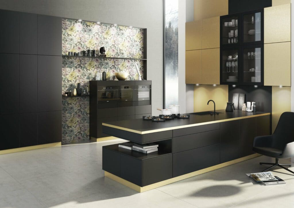 Bauformat Modern Matt Black Gold Handleless Kitchen | My Kitchen Specialist