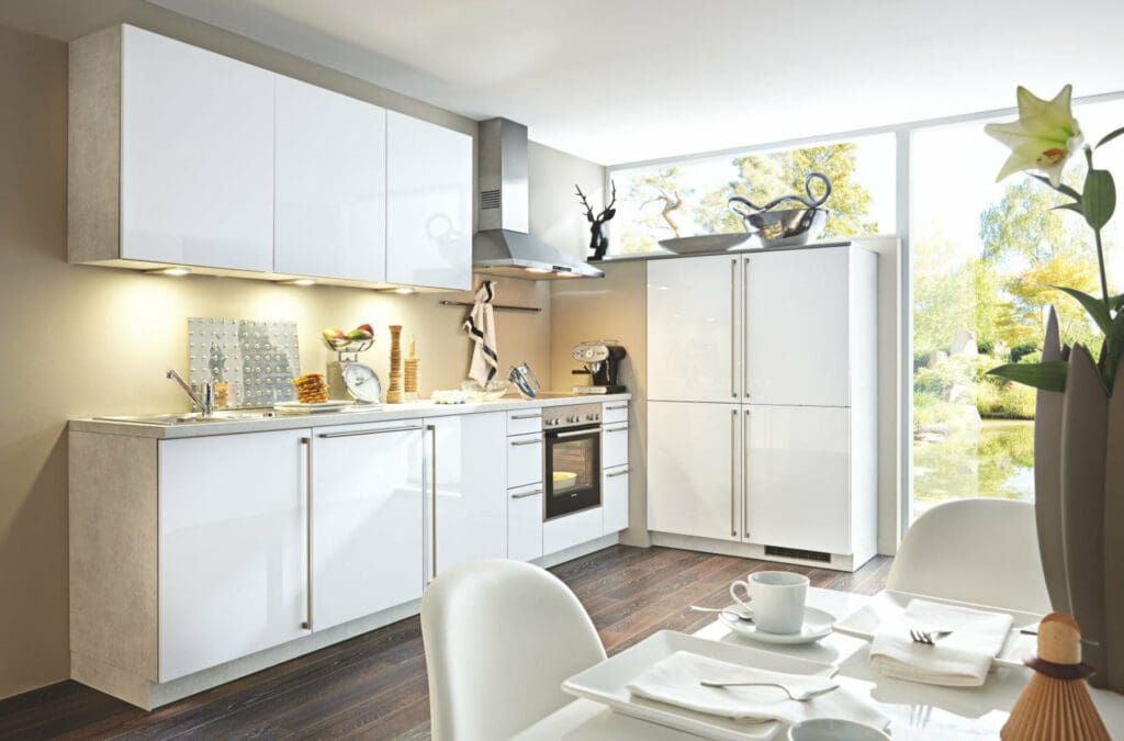 Bauformat White Gloss Compact L Shaped Kitchen | My Kitchen Specialist