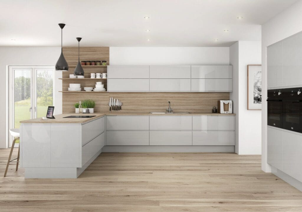 Revamp Your Kitchen with the Stylish Grey High Gloss L-Shape