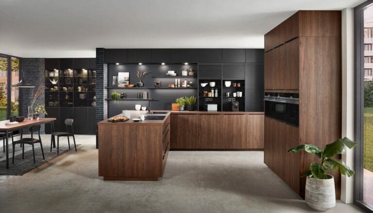 Nobilia Modern Dark Wood U Shaped Kitchen 2021 | My Kitchen Specialist