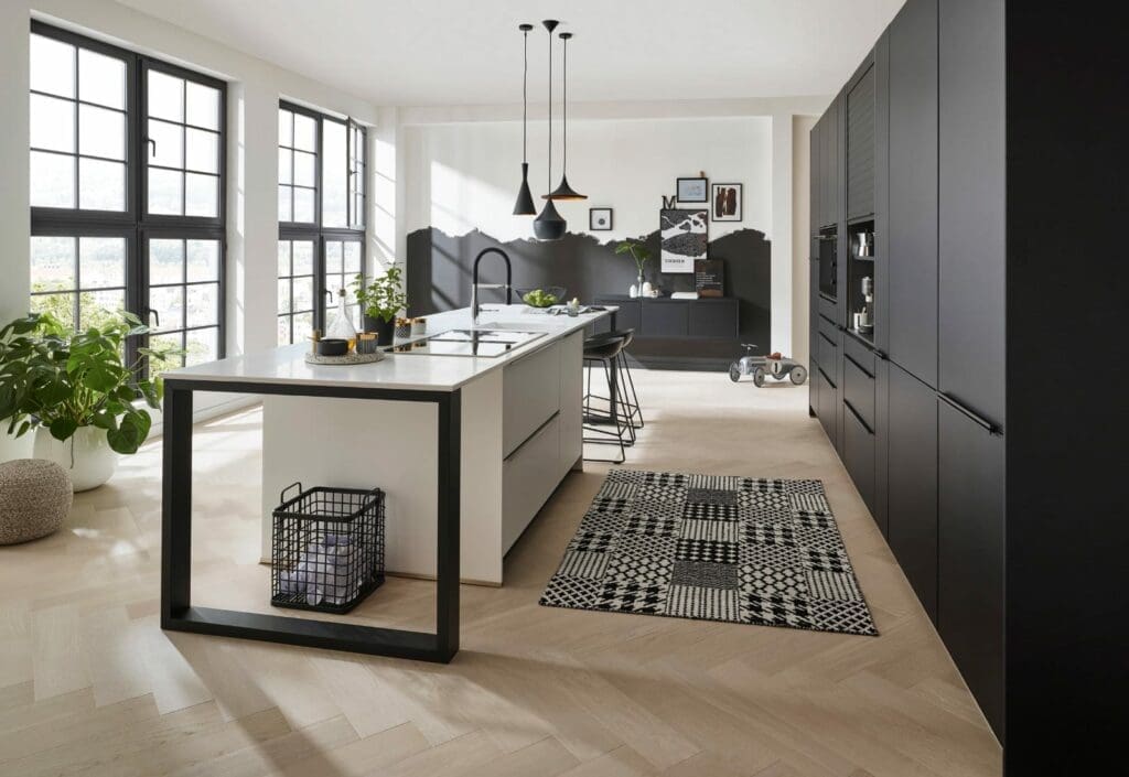 modern black kitchens - Stormer Matt Black Open Plan Kitchen With Island | My Kitchen Specialist