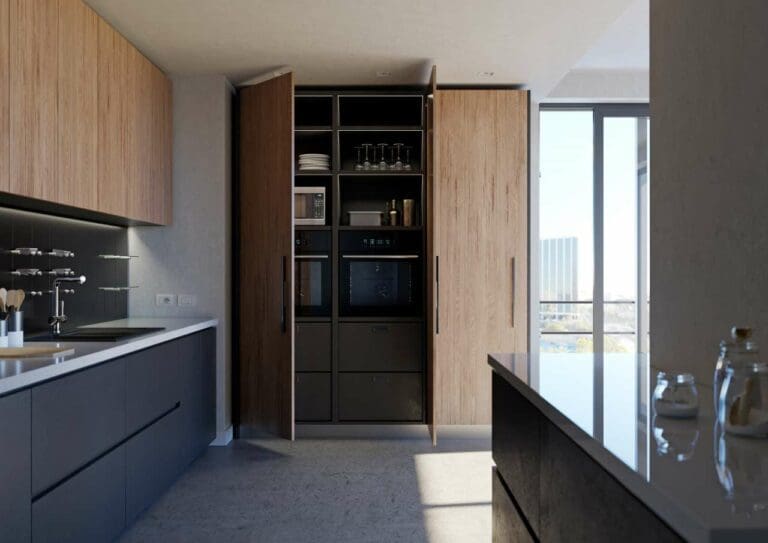 Exedra By Salice Retractable Kitchen Column Doors Kitchen Pocket Doors 768X543 1 | My Kitchen Specialist