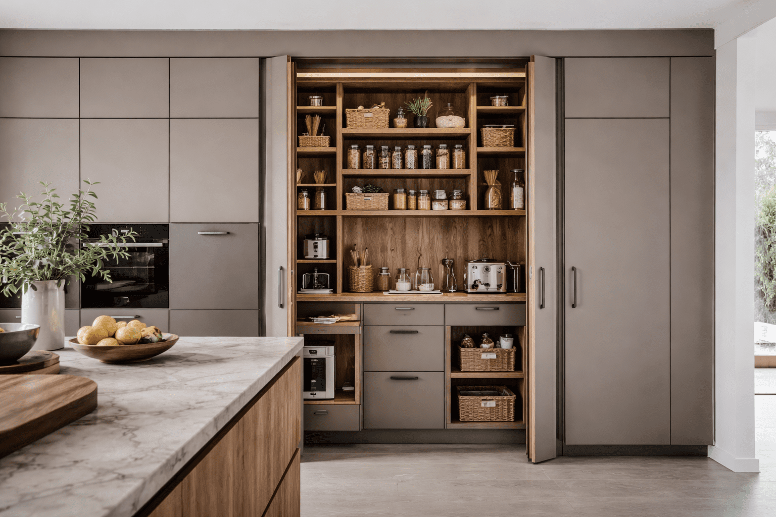 hidden kitchen storage - kitchen pocket doors | My Kitchen Specialist