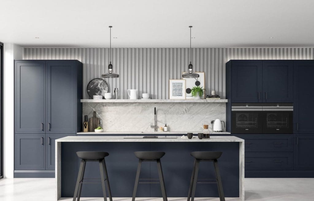 Online vs a Local Kitchen Specialist - Alku Modern Navy Island Kitchen Edited | My Kitchen Specialist