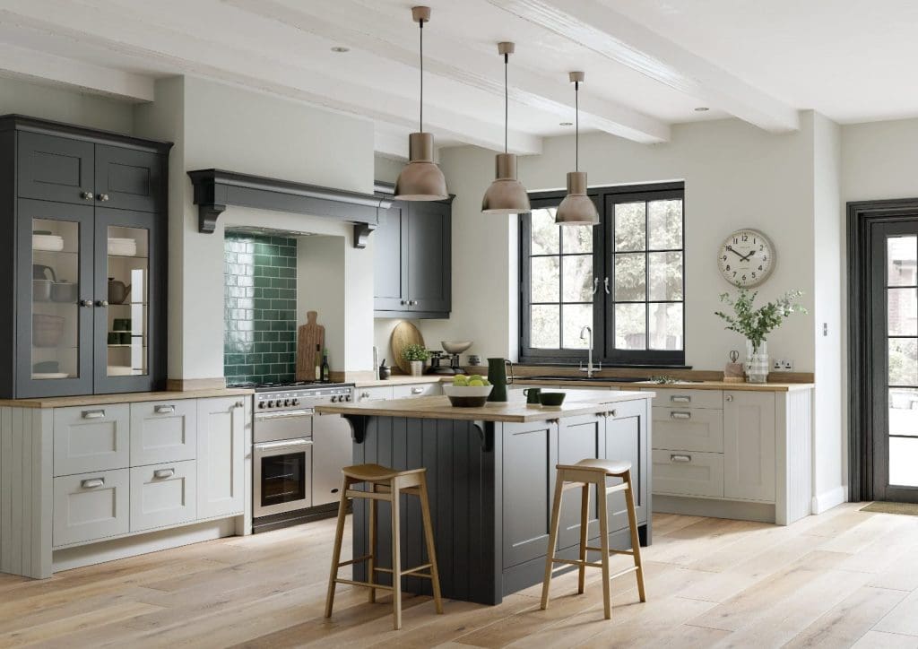 Alku Open Plan L Shaped Matt Shaker Kitchen With Island | My Kitchen Specialist
