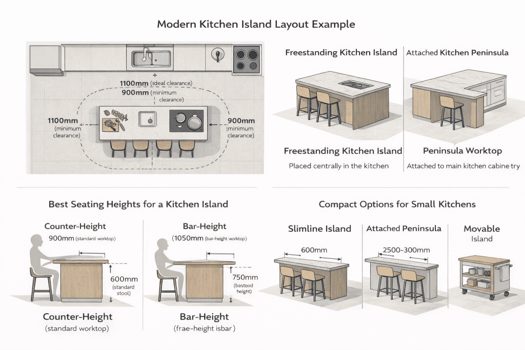modern kitchen island diagram- My Kitchen Specialists